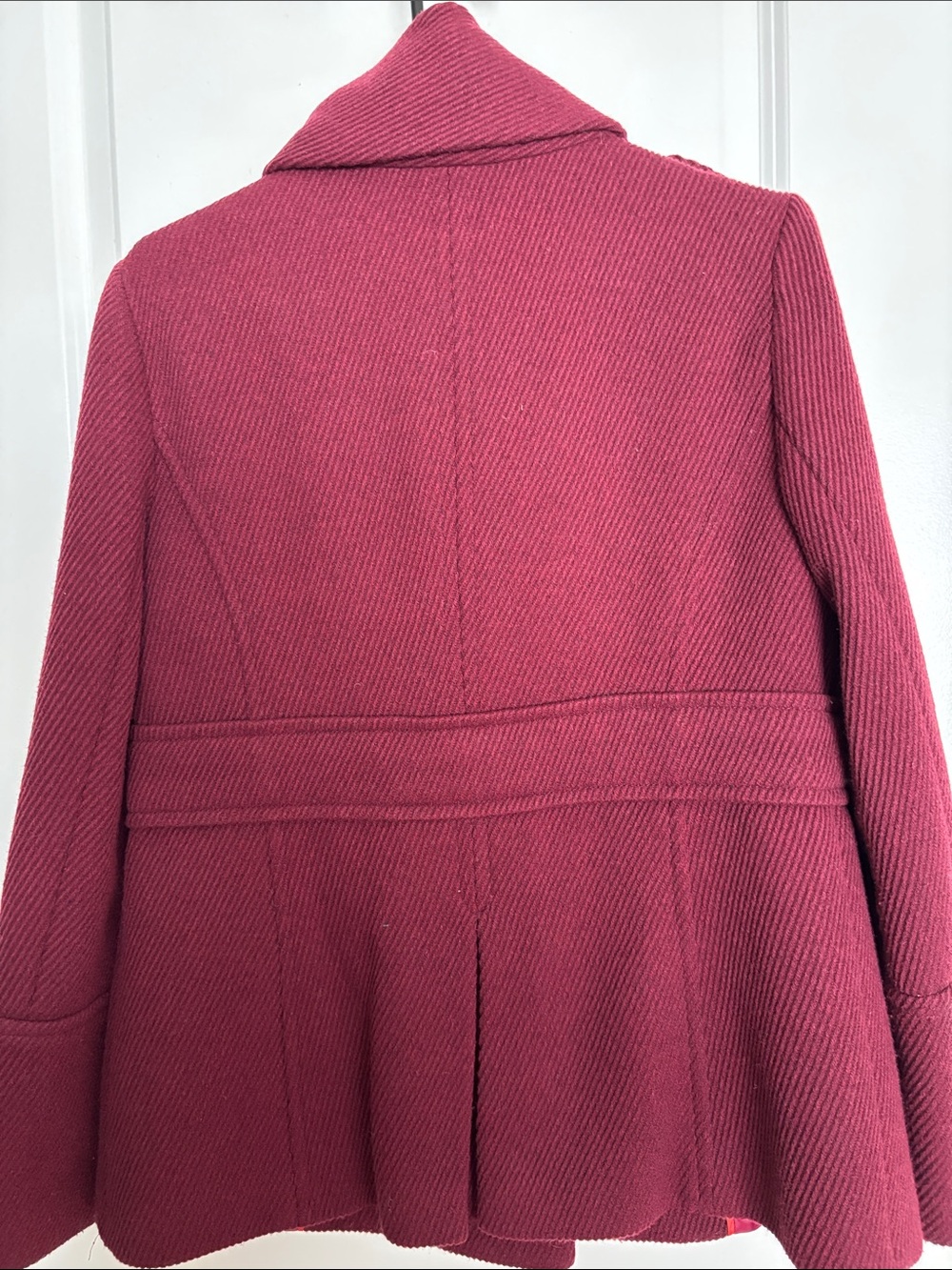 LOFT Double-Breasted Peacoat in Raspberry - Picture 7 of 9